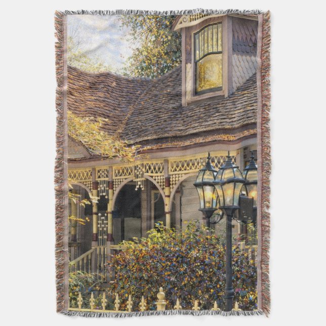Fantasy Victorian Gingerbread I Throw Blanket (Front Vertical)