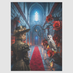 Fantasy Victorian Gothic Woman & White Owl Tissue Paper