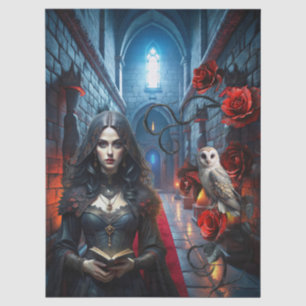 Fantasy Victorian Gothic Woman & White Owl Tissue Paper