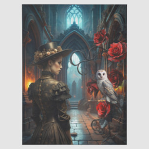 Fantasy Victorian Gothic Woman & White Owl Tissue Paper