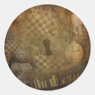 Fantasy Vintage Alice in Wonderland Birthday Party Classic Round Sticker