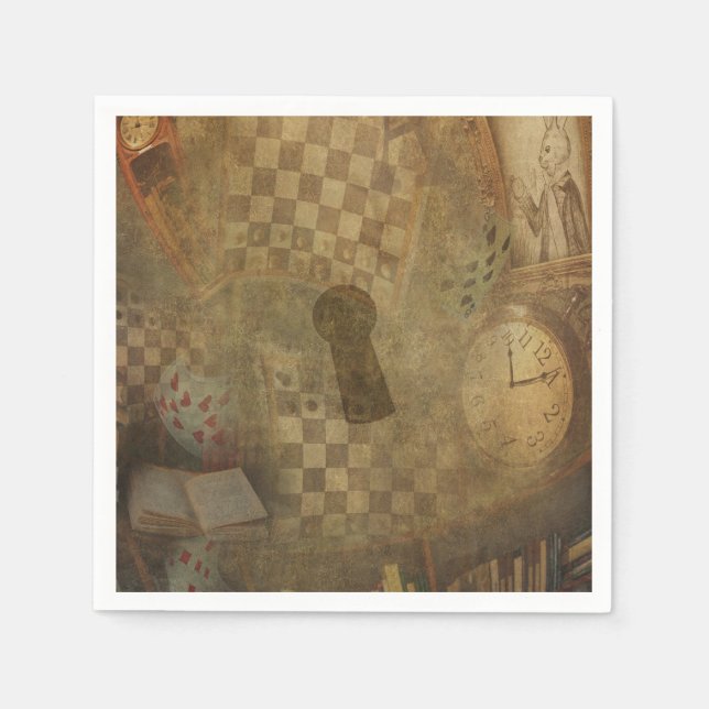 Fantasy Vintage Alice in Wonderland Birthday Party Napkin (Front)