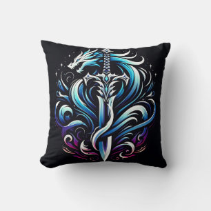 Fantasy Warrior Mystic Dragon Sword Flame Cushion