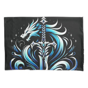 Fantasy Warrior Mystic Dragon Sword Flame Pillowcase