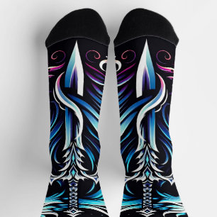 Fantasy Warrior Mystic Dragon Sword Flame Socks