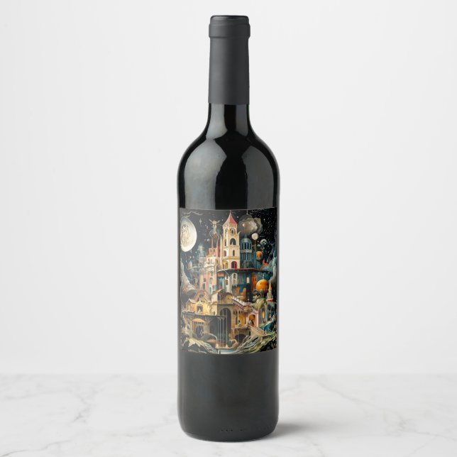 Fantasy Watercolor Wine Label (Front)
