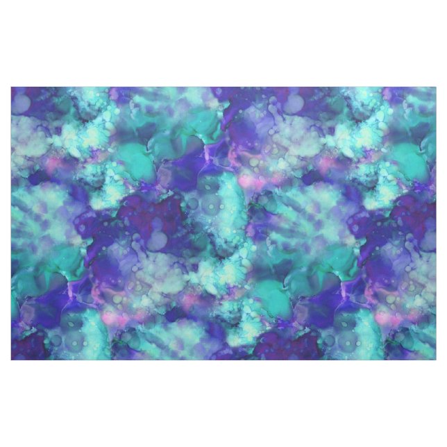 fantasy watercolors, in cool blue tones : fabric (Yard)