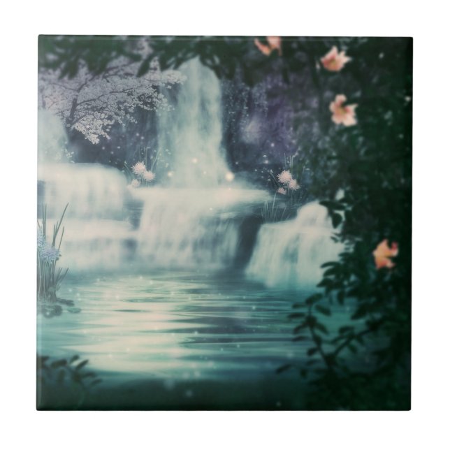 Fantasy Waterfall Cascade Ceramic Tile (Front)