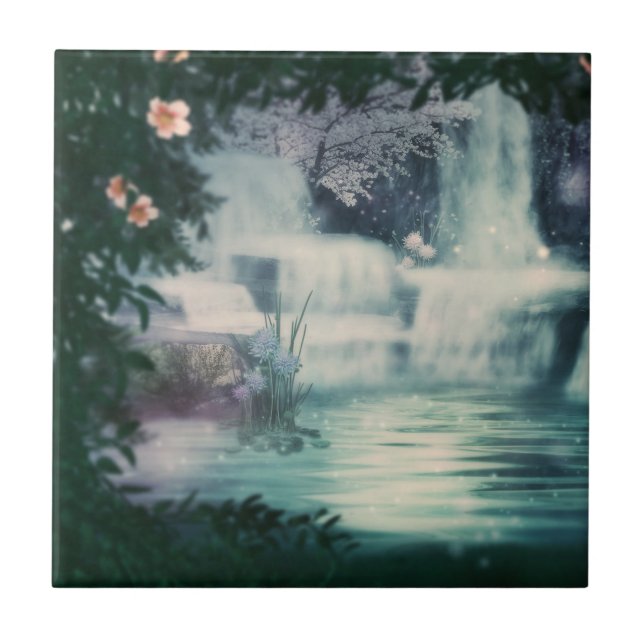 Fantasy Waterfall Cascade Ceramic Tile (Front)