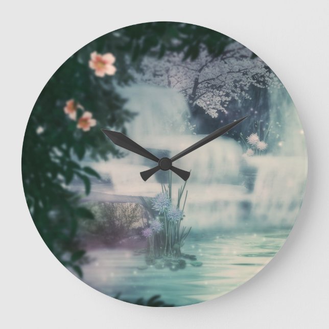 Fantasy Waterfall Cascade Large Clock (Front)