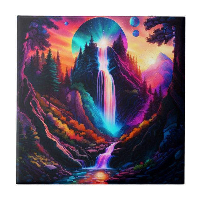 Fantasy Waterfall Ceramic Tile (Front)