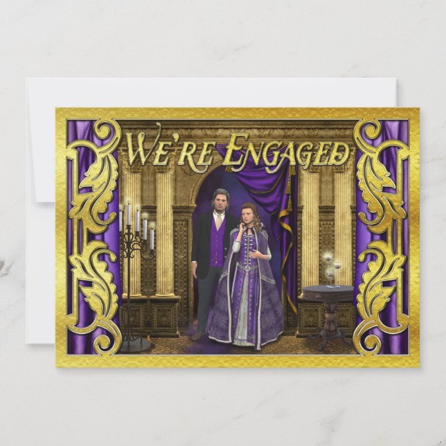 Fantasy Wedding Faux Gold Foil Mediaeval Engagemen Invitation (Front)