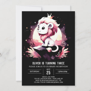 Fantasy Whimsical Lion Birthday Invitation