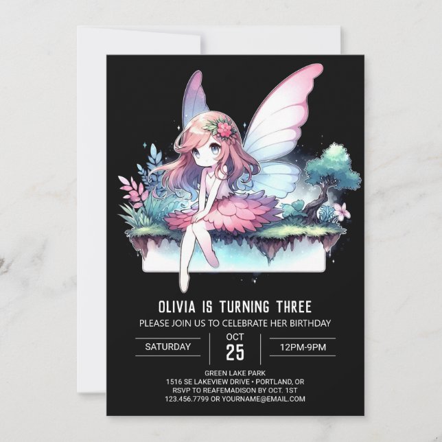 Fantasy Whimsy Fairy Birthday Invitation (Front)