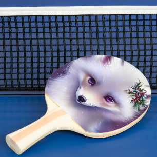 Fantasy White Baby Fox with Lavender Eyes Ping Pong Paddle