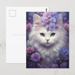 Fantasy White Cat Postcard