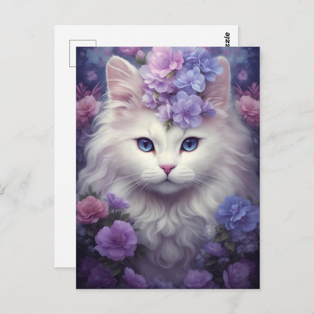 Fantasy White Cat Postcard (Front/Back)