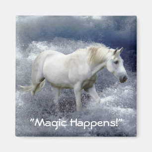 Fantasy White Horse & Ocean Surf Magnet Gift