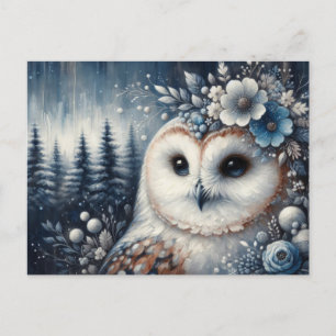 Fantasy White Owl Winter Wonderland Postcard