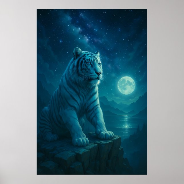 Fantasy White Tiger – Mystic Aura Series Poster (Front)