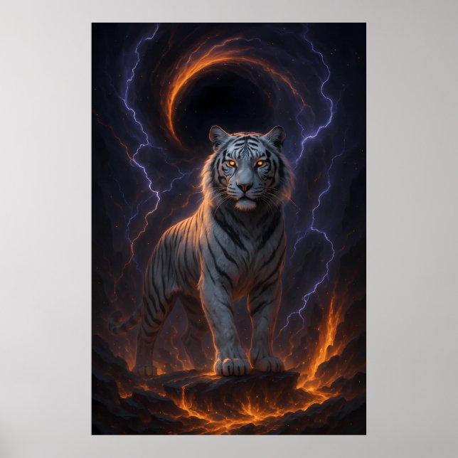Fantasy White Tiger – Mystic Aura Series Poster (Front)