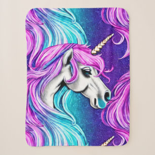 Fantasy White Unicorn Seamless Pattern Sherpa Blanket