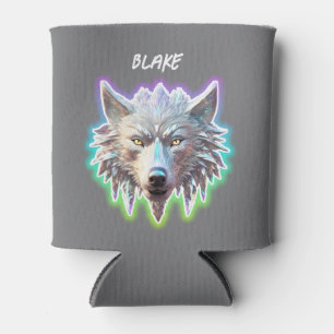 Fantasy White Wolf Head Can Cooler