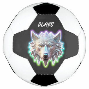 Fantasy White Wolf Head Soccer Ball