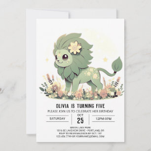 Fantasy Wild Lion Digital Birthday Invitation