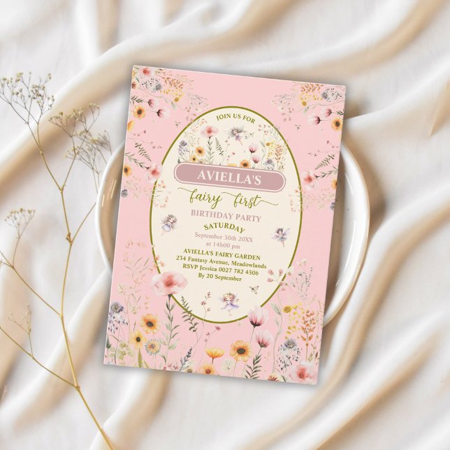 Fantasy wildflower fairy first Invitation (Creator Uploaded)