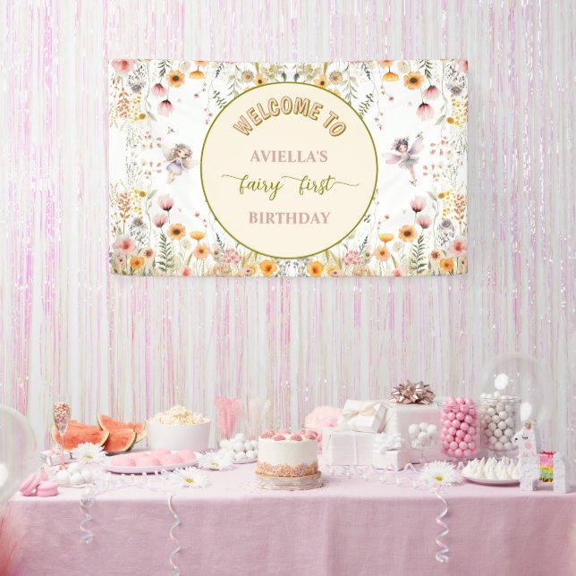 Fantasy wildflower fairy first Welcome sign (Party)