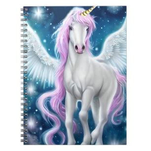Fantasy Winged Unicorn with Pink Hair Notebook