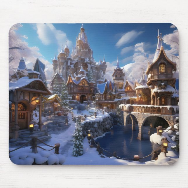 Fantasy Winter City Mouse Pad (Front)