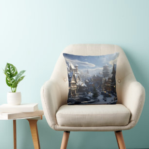 Fantasy Winter Town Cushion