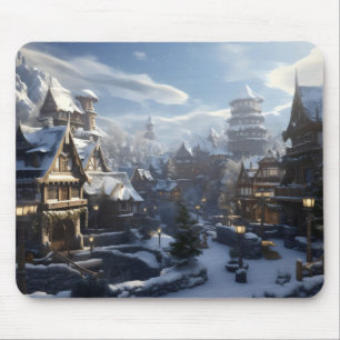 Fantasy Winter Town Mouse Pad