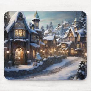 Fantasy Winter Village Mouse Pad