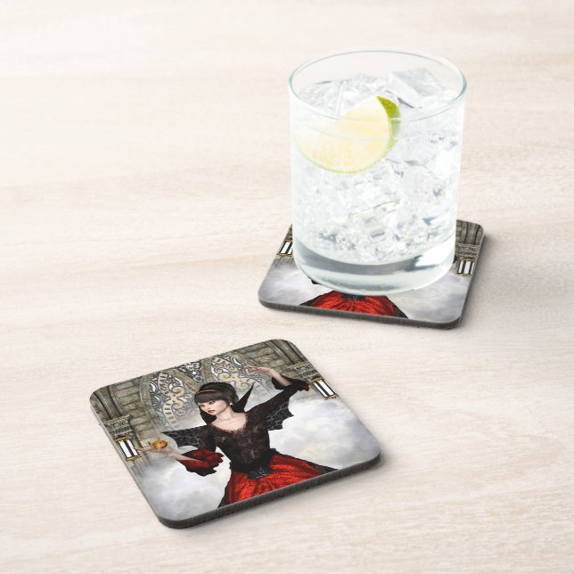 Fantasy Witch - Mediaeval Castle Halloween Art Coaster (Right Side)