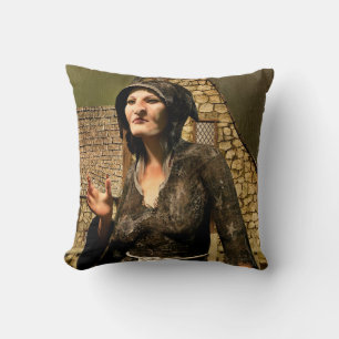 Fantasy Witch Mediaeval Village Halloween Cushion