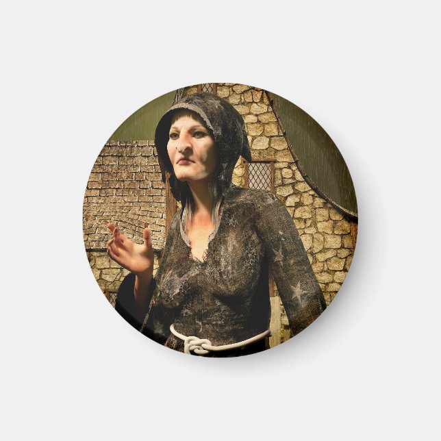 Fantasy Witch Mediaeval Village Halloween Magnet (Front)