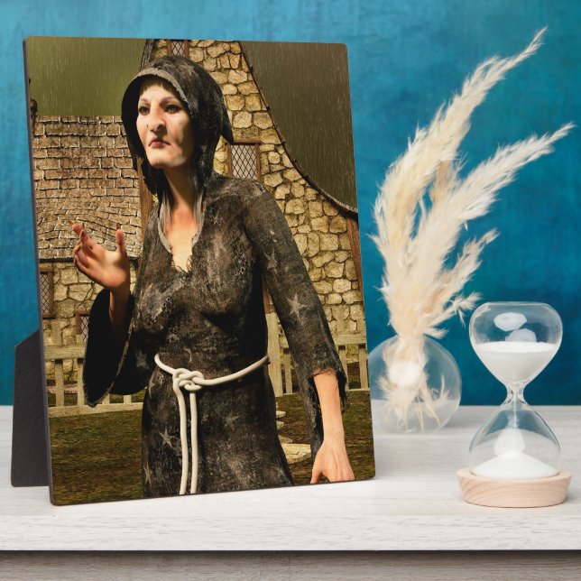 Fantasy Witch Mediaeval Village Halloween Plaque (Side)