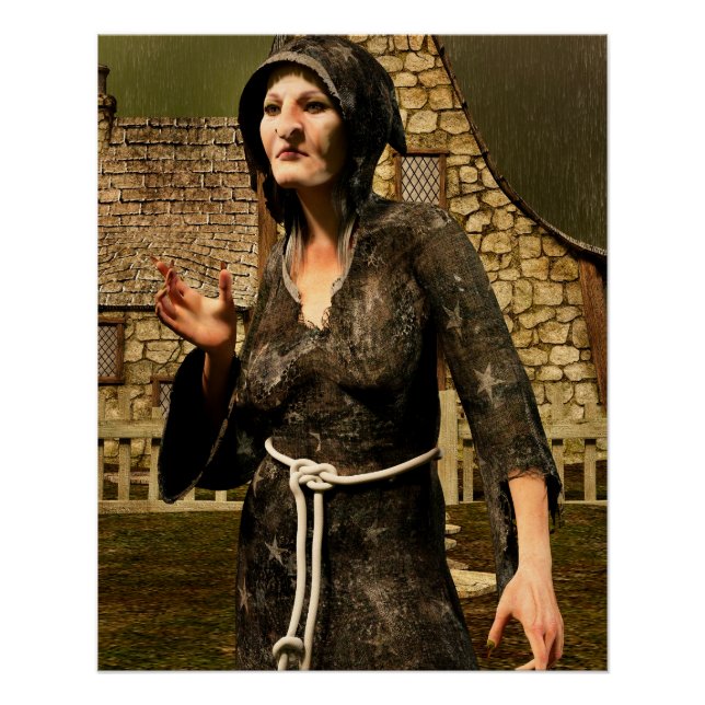 Fantasy Witch Mediaeval Village Halloween Poster (Front)