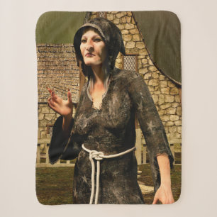 Fantasy Witch Mediaeval Village Halloween Sherpa Blanket