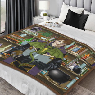 Fantasy Wizard Books Dragon Potions  Fleece Blanket