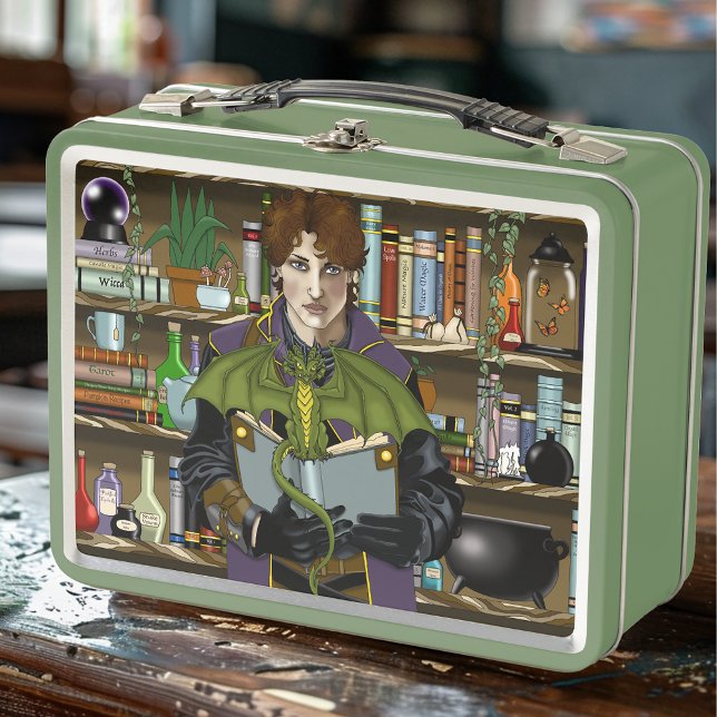 Fantasy Wizard Books Dragon Potions Metal Lunch Box (Creator Uploaded)