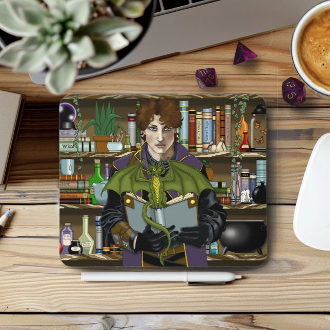 Fantasy Wizard Books Dragon Potions Mouse Pad (Creator Uploaded)