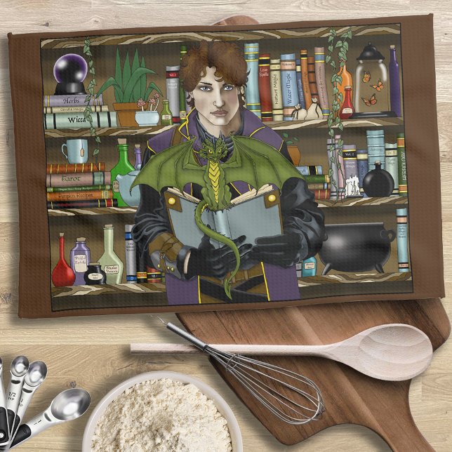 Fantasy Wizard Books Dragon Potions Tea Towel (Creator Uploaded)