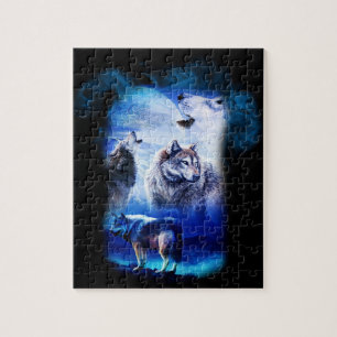 Fantasy Wolf Moon Mountain Jigsaw Puzzle