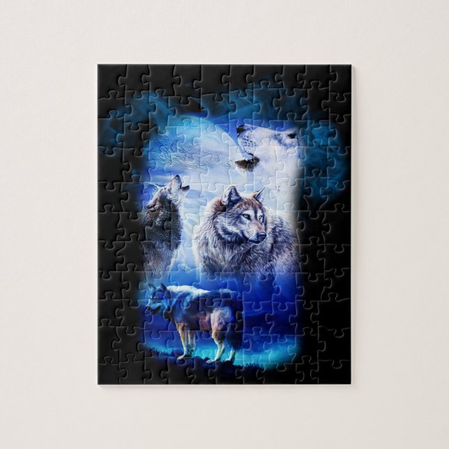 Fantasy Wolf Moon Mountain Jigsaw Puzzle (Vertical)