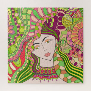 Fantasy Woman: Abstract Spring Folk. Jigsaw Puzzle