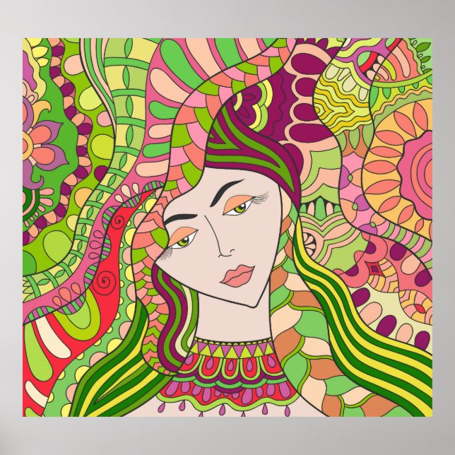 Fantasy Woman: Abstract Spring Folk. Poster (Front)